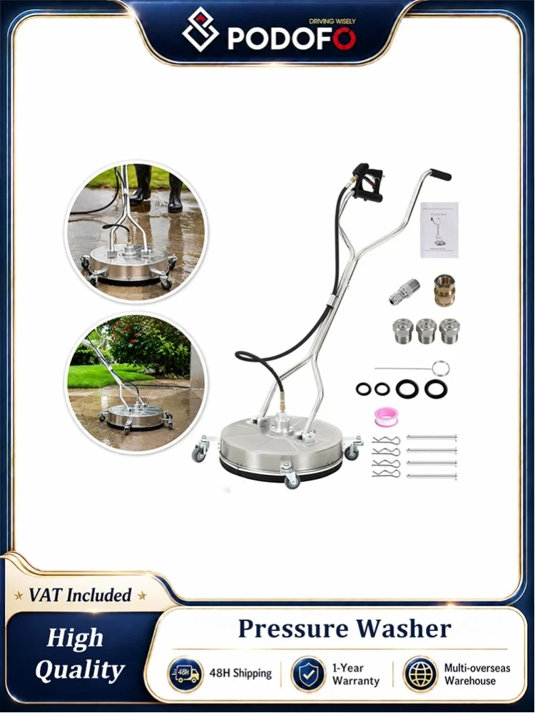 Podofo 18-Zoll Hochdruckreiniger-Oberflächenreiniger, Hochleistungs-Edelstahl-Reinigungsmaschine, Plug & Play Hochdruckreiniger für die Reinigung von Beton, Einfahrten, Gehwegen, Terrassen und Decks