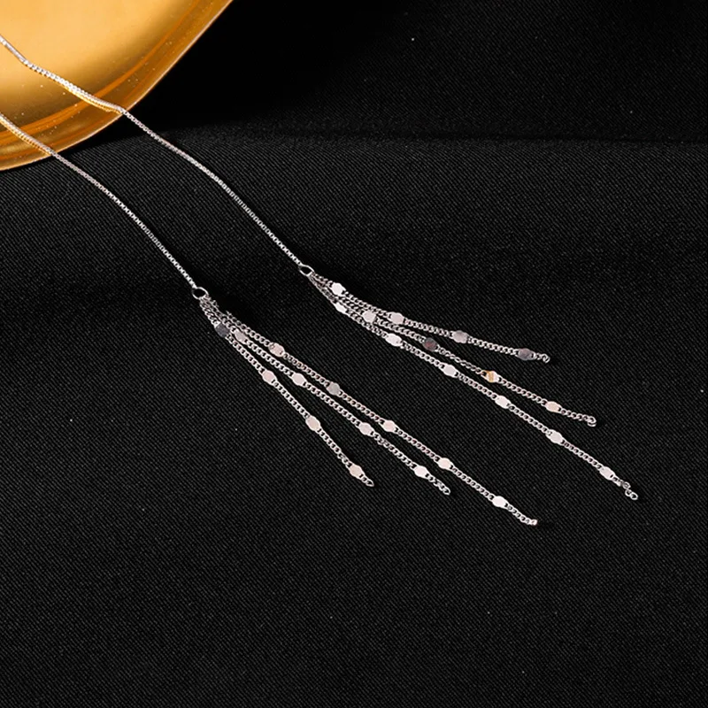 925 Silver Plated Tassel Long Chain Drop Earring For Women Girls Party Wedding Jewelry Gifts eh2167