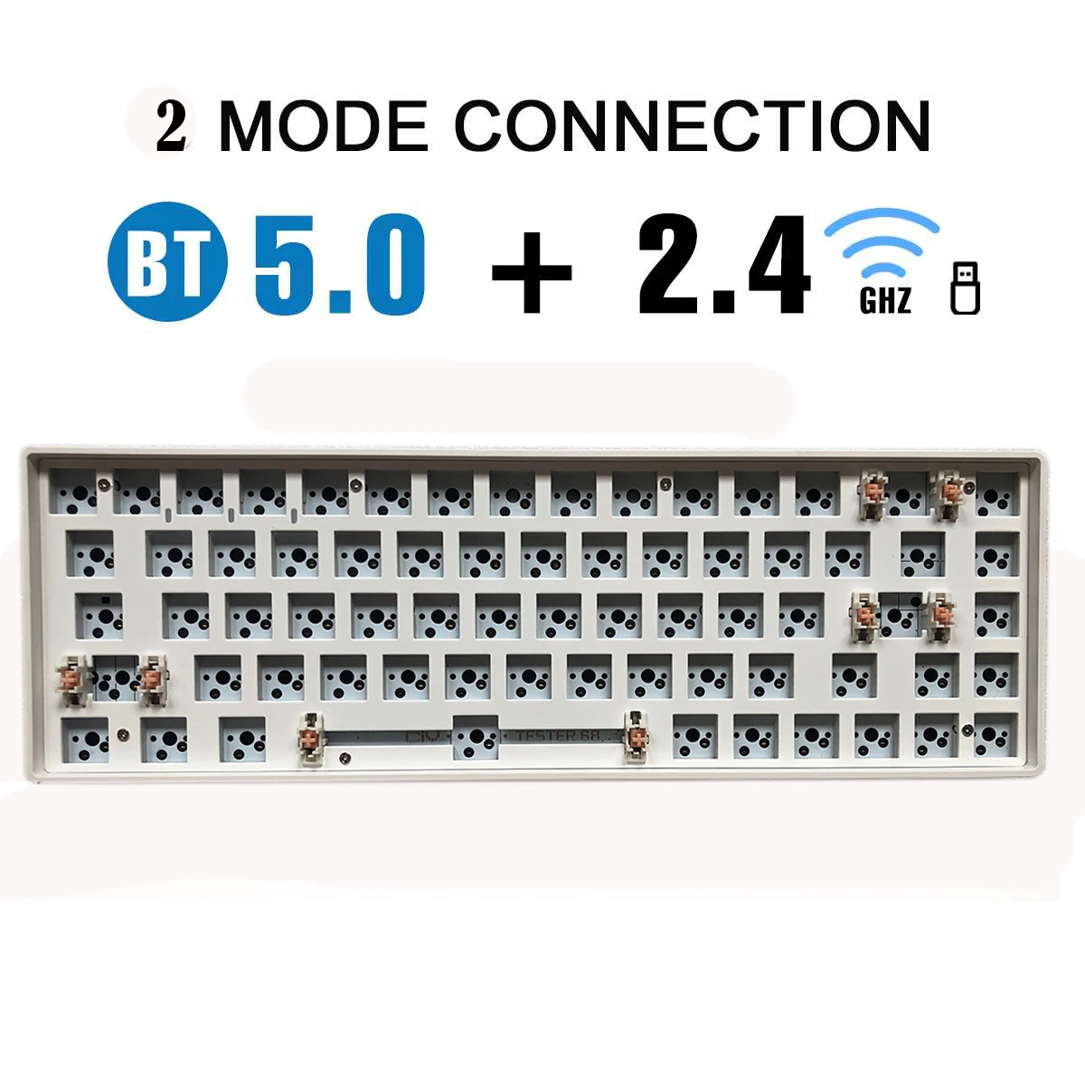 

68 клавиш беспроводной Bluetooth 2,4G Hotswap DIY набор для клавиатуры Тестер бесшумный хлопок совместимый с переключателями 3/5 pin