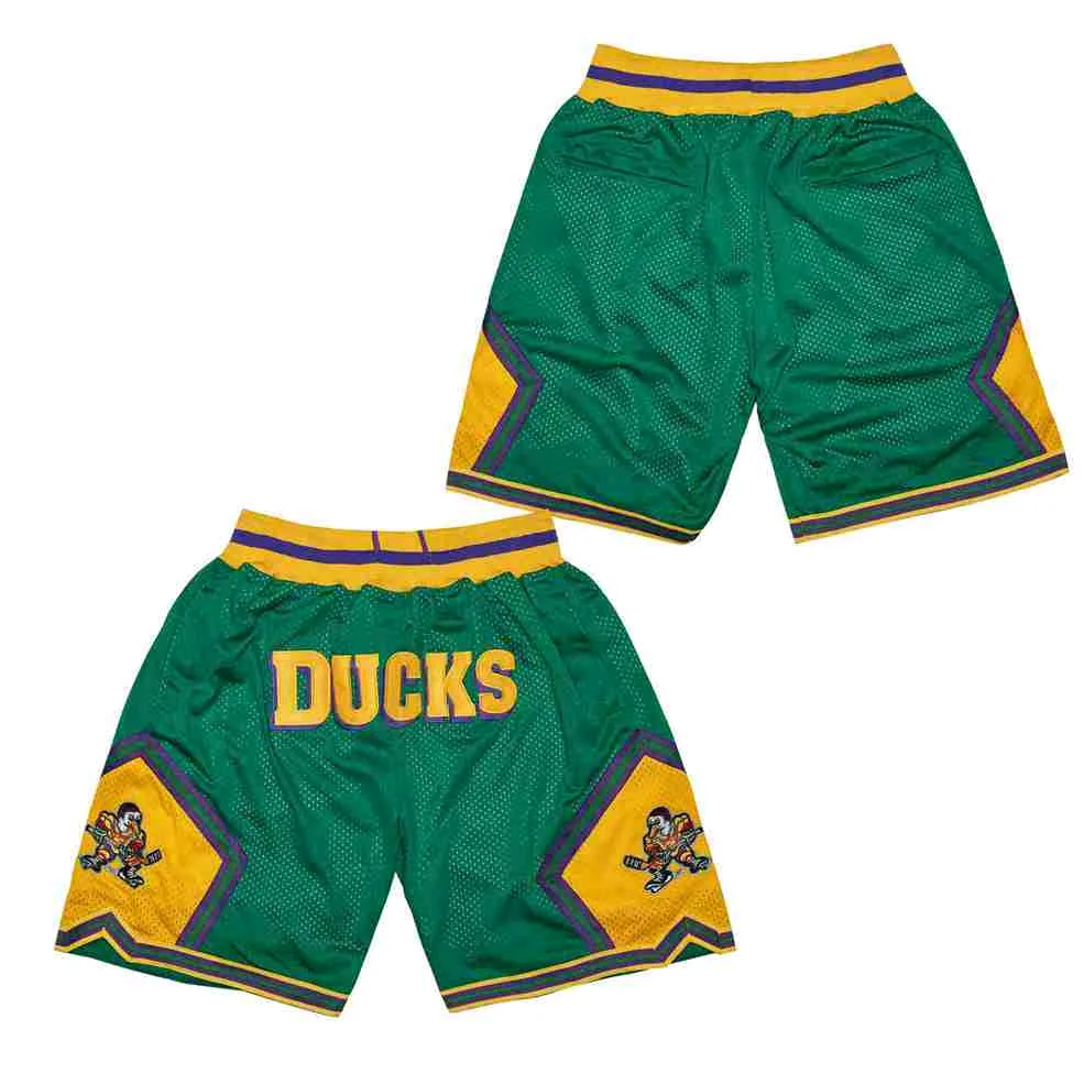 

Men Basketball Shorts Mighty Ducks Of Anaheim Four Pockets Sewing Embroidery Sports Outdoor Beach Pants Fitness Green 2023 New