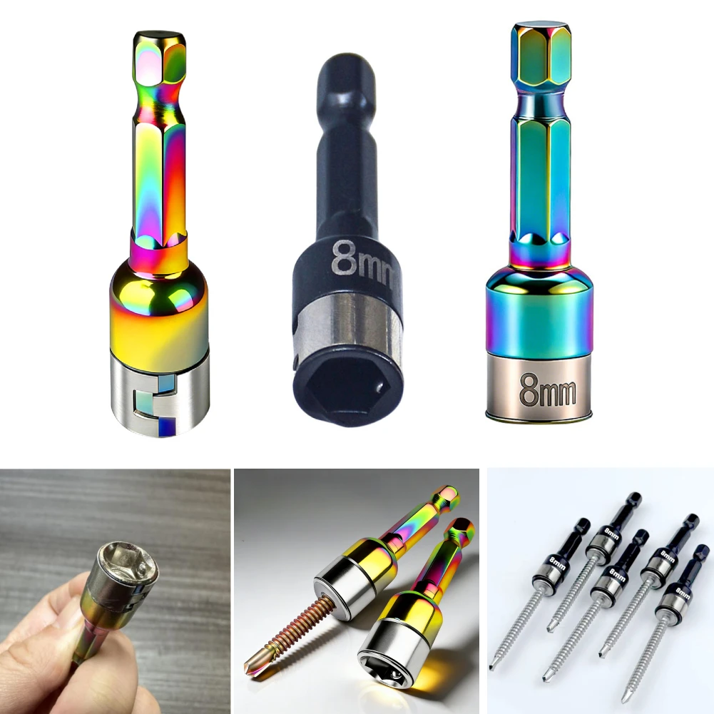 2pcs/3pcs 8mm Hex Socket Nut Driver Set Metal Socket Adapter Sleeve Quick Release Snap-Lock Hex Shank For Impact Driver Socket