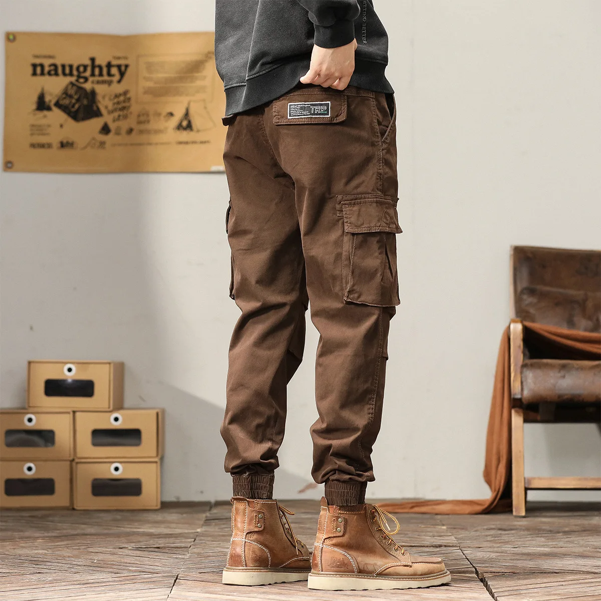 Outono inverno moda masculina solta cordão casual na moda cor sólida simples básico esportes jogger calças masculinas roupas