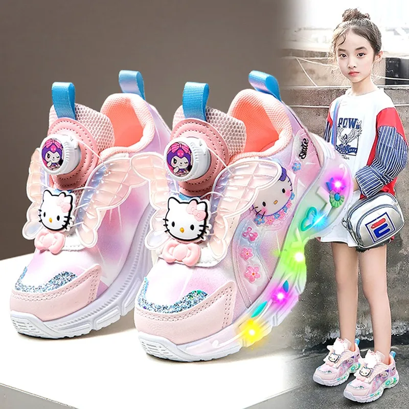 Girls Shoes Sneakers Spring 2026 New Children's Flash Dad Shoes Girls High Value Luminous Light Princess
