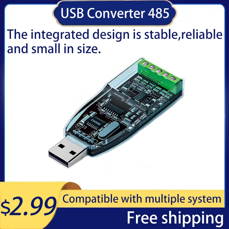 Industrial USB To RS485 Converter Upgrade Protection RS232 Compatibility V2.0 Standard RS-485 A Connector Board Module