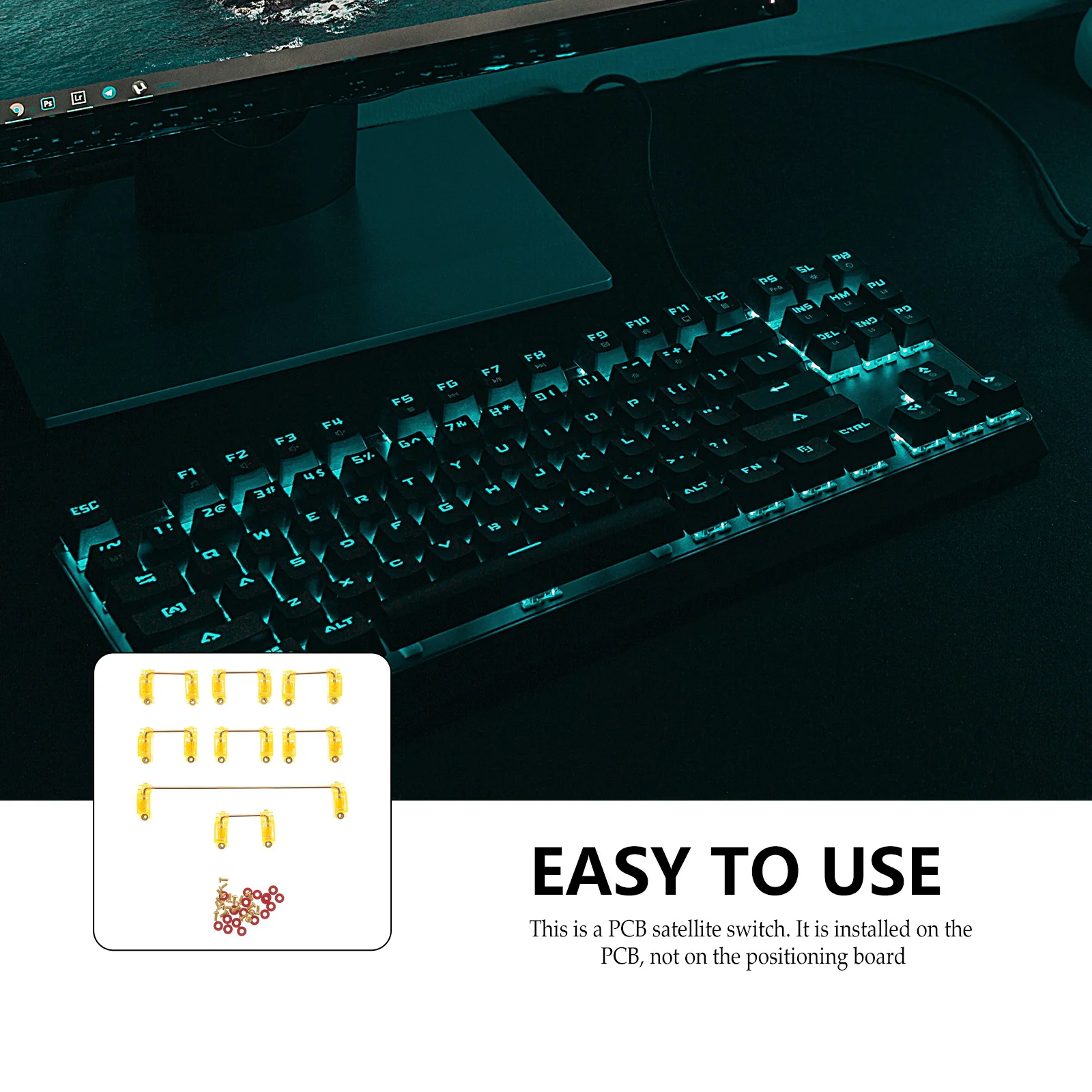 

1Set Gold Plated Satellite Stabilizer Mechanical Keyboard Key Stabilizer Pcb Mounted Satellite Shaft for Large Keycap 6.25u 2U