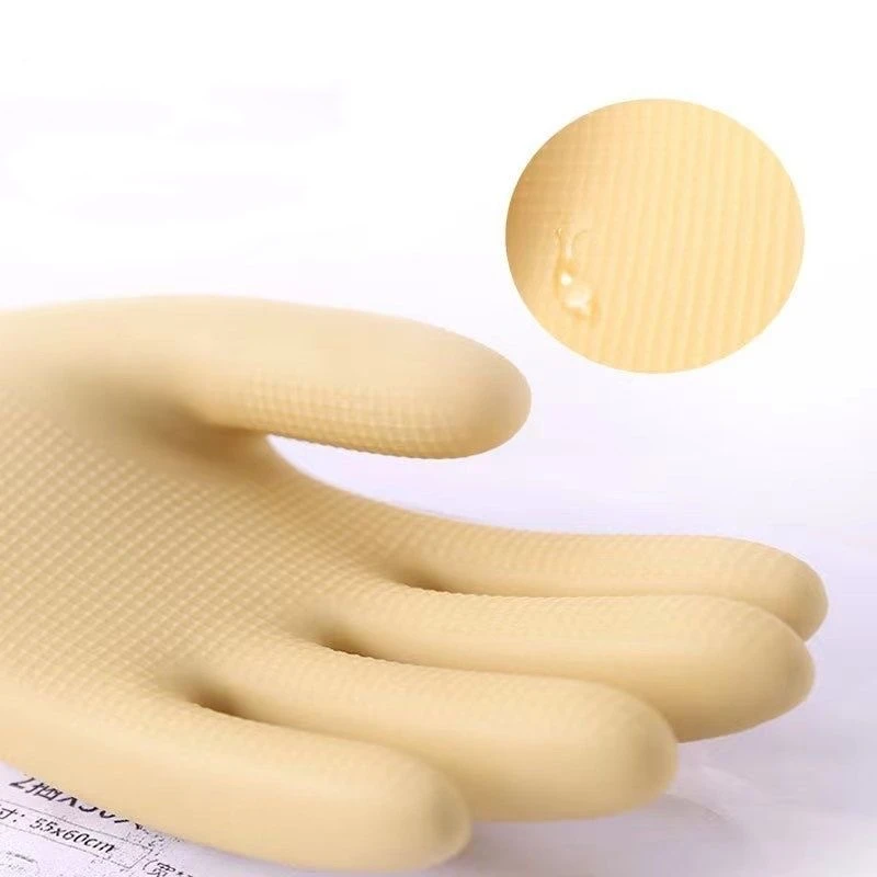 Rubber Latex Household Cleaning Gloves Reuseable Kitchen Cooking Dishwashing Gloves with Long Cuff Waterpoof Non-Slip