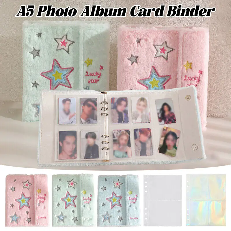 Imagem -03 - Kawaii Star Photo Album a5 Binder Soft Plush K-pop Photocards Coletar Livro Material Escolar 3