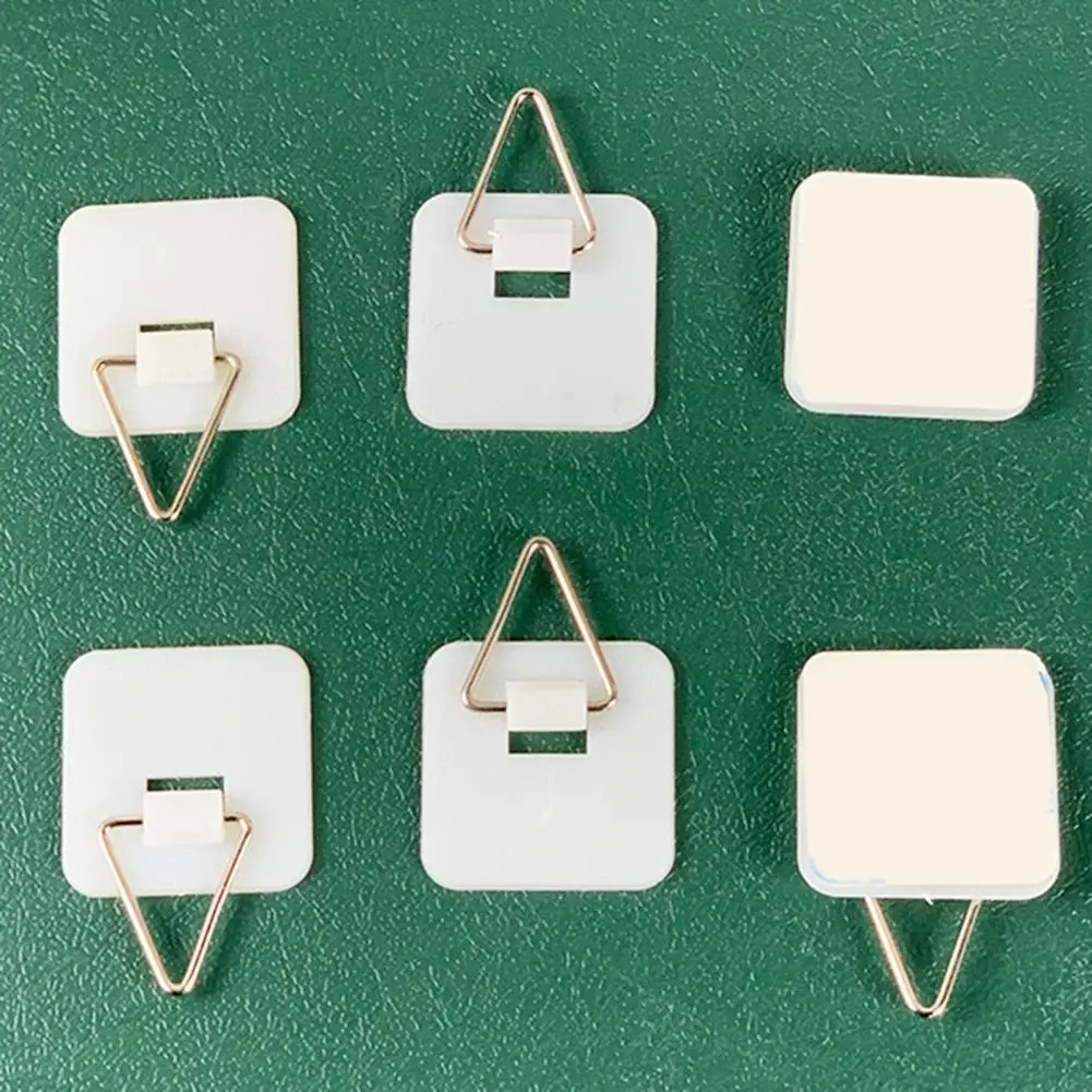 Stainless Steel Triangle Hooks Panel Wall Hanging Racks Self-adhesive Vertical Picture Hanging Hooks for Easy for Photo
