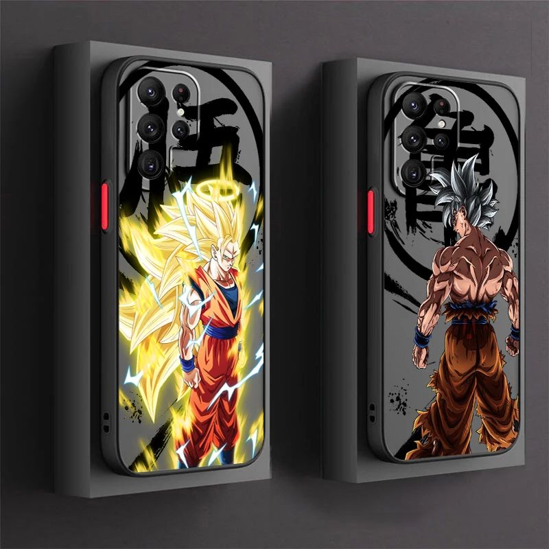 Luxury D-Dragon Ball Saiyan Frosted Translucent For Samsung Galaxy S24 S23 S22 S21 S20 FE S10 S9 S8 Plus Ultra Pro 5G Matte