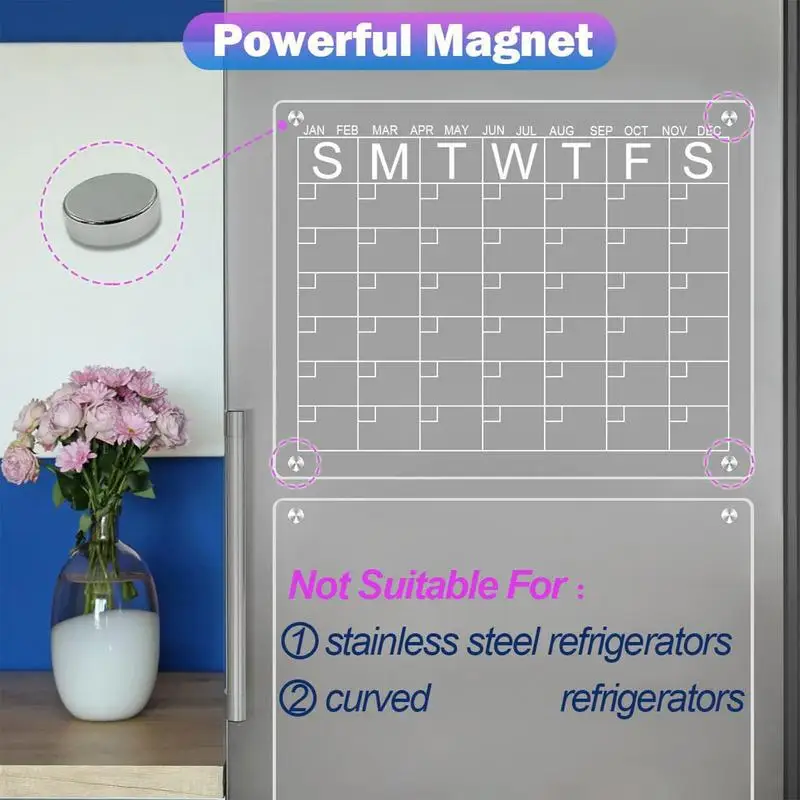 لوحة تقويم للثلاجة، تقويم جداري مغناطيسي، تقويم الثلاجة، 8 علامات مسح جاف، لوحة تخطيط لأصدقاء العائلة