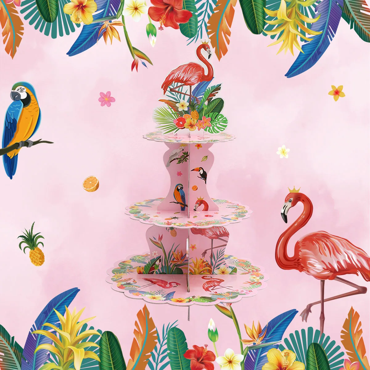 3 Tiers Flamingo Cake Stand Flamingo Birthday Party Dessert Stand for Baby Shower Wedding Party Supplies Party Table Centrepiece