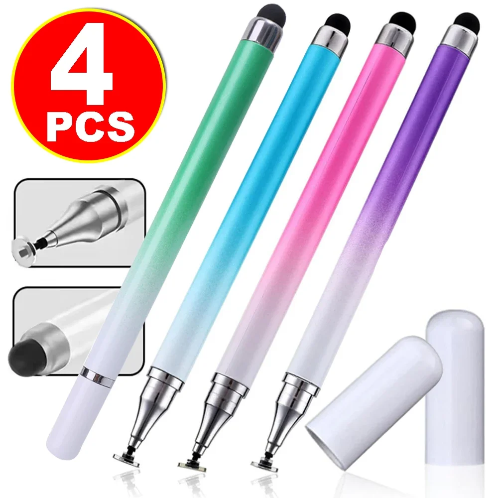 1/4Pcs 2 in 1 Universal Touch Pens for Smart Phone Tablet Drawing Capacitive Pencil Android Screen Touch Pen for IPhone Samsung