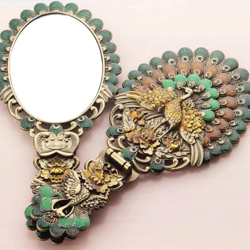 

European Vintage Mirror Handheld Frame Portable Irregular Mirror Small Aesthetics Specchi Decorativi Home Decoration Accessories