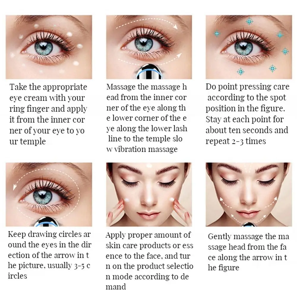 Elektryczny masażer do twarzy, narzędzie do pielęgnacji skóry, redukcji zmarszczek, masażer do oczu, pióro do masażu oczu, urządzenie do pielęgnacji twarzy, masaż wibracyjny twarzy.