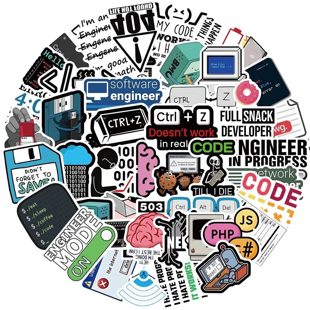 10/30/50pcs Programming Stickers Internet Js Funny Decals DIY Notebook Laptop Suitcase Phone Car Waterproof Sticker For Kids Toy image 4