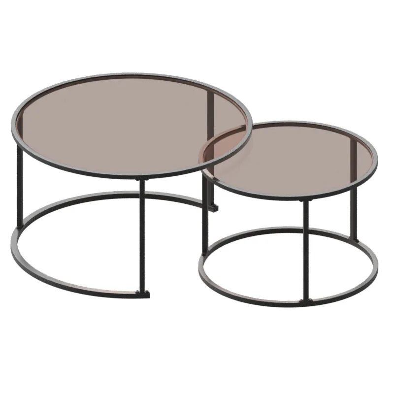 

Cream style Changhong glass round coffee table home small apartment Nordic creative mother tea table combination