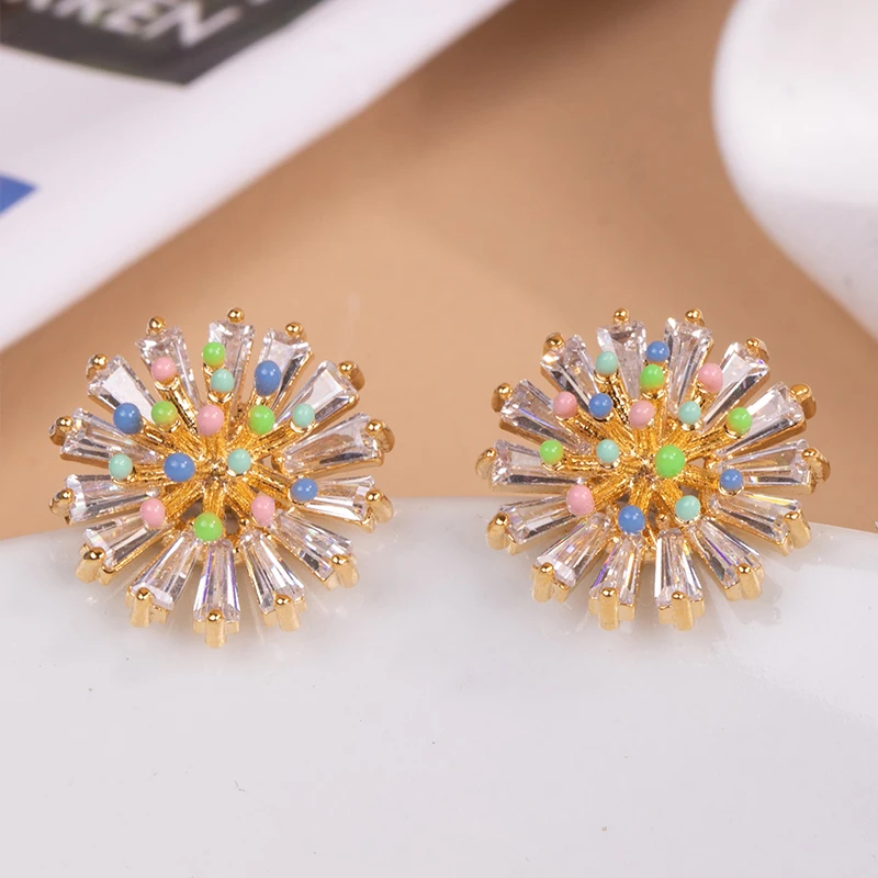 Korean Style Zircon Stud Earring For Women Elegant Geometric Earrings Jewelry Fashion Earrings Gift Valentine\'s Accessories Gift