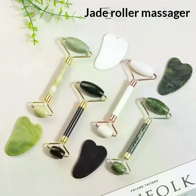 1/2 PCS Natural Jade Roller Gua Sha Stone Massager Face Neck Body Eye Care Spa Lifting Tools No Break Smooth Glide
