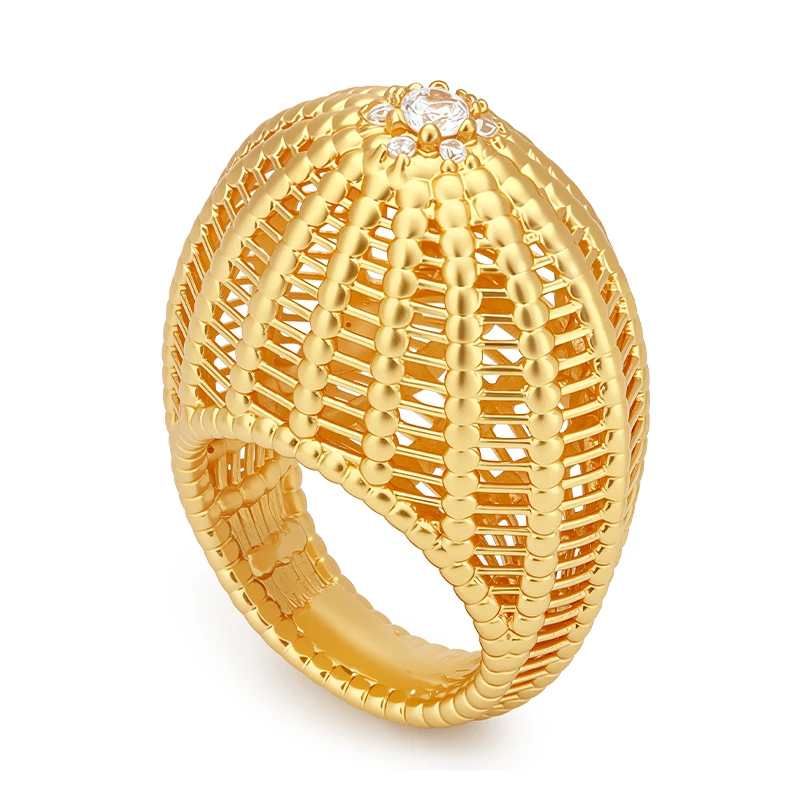 IVOG Bobble Hat Cluster Rings CZ Hollow Out Women Daily Party Gift Anillos Bagues Modern 3D Statement Fashion Jewelry Accessorie