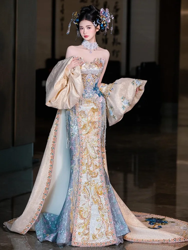 

The new Chinese-style fish-tail toasting dragon and phoenix clothing of Heavy Industry
