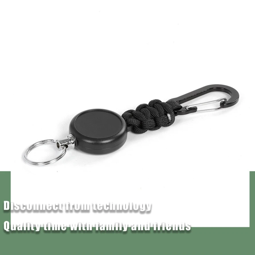Portable Elastic Badge Reel Retractable Lanyard Outdoor Telescopic Cord Carabiner Keychain Anti Loss Key ID Holder Clip