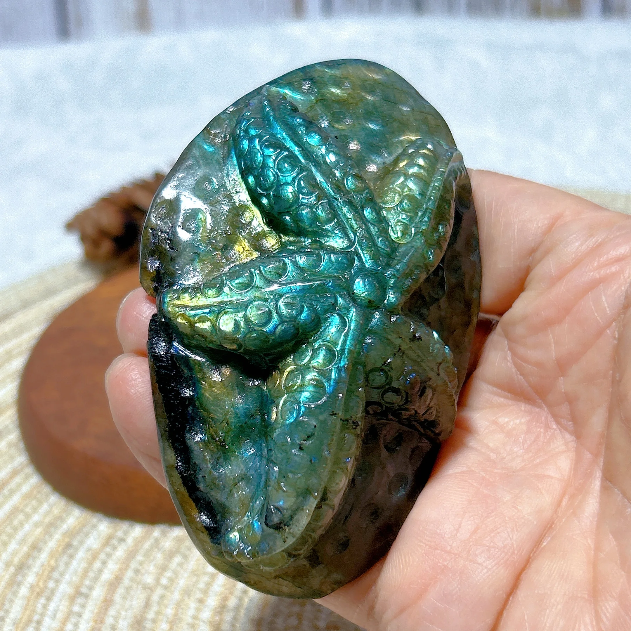 Natural Crystal Blue Labradorite Starfish Hand Carving Flashy Gemstones Healing Mineral Energy Stone Reiki Home Decorations Gift