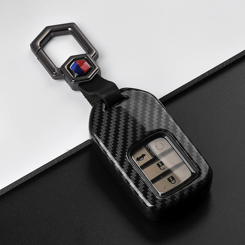 ABS Carbon Fiber Car Key Case Cover For Honda City Turbo Crider XRV 10th Civic Accord Keychain Holder Keyring Accessories