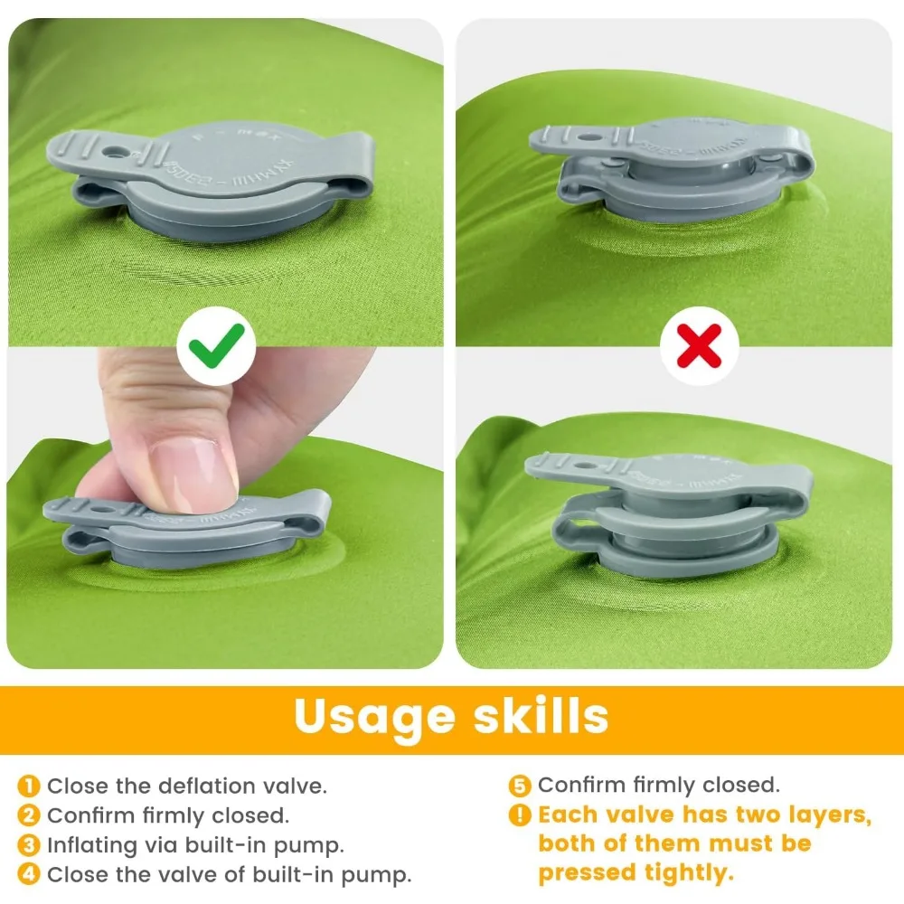 وسادة نوم مزدوجة سميكة خفيفة الوزن مع وسادة مدمجة ومضخة قدم لـ 2، حصيرة تخييم مدمجة قابلة للنفخ #4