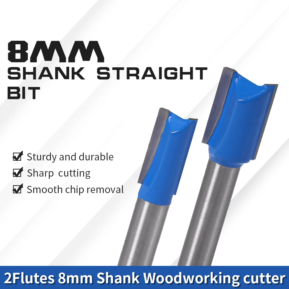 8mm Shank Straight Milling Cutter For Wood Router Bits Set Woodworking tools For CNC Cutting Carpenter Tools 6/8/10/12/14/18