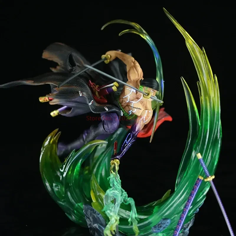 

24cm One Piece Figure Roronoa Zoro Anime Figures Gk Luminous Pvc Statue Model Collection Cool Room Decoration Toy Children Gift