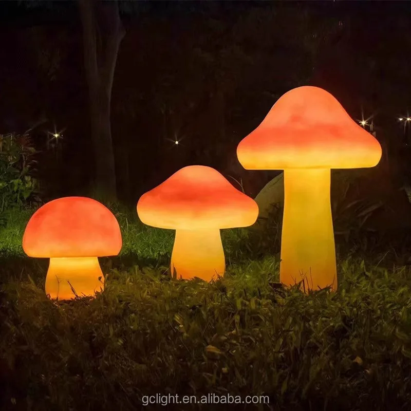 Solar Christmas Decorations Light Up Orange Mushroom Lights Garden Outdoor waterproof Theme Park Decoration Landscape lawn lamp