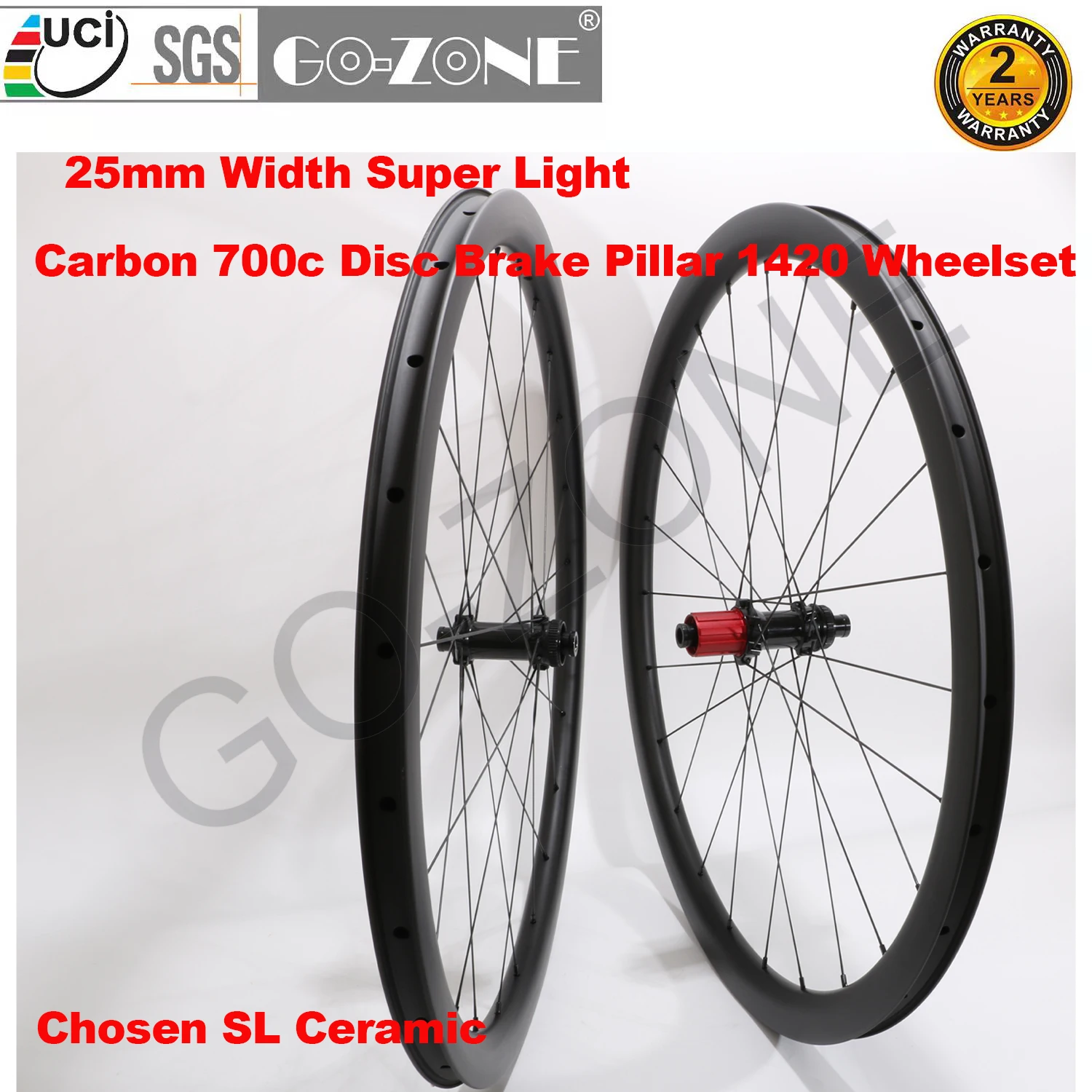 

Super Light Clincher Tubeless UCI Approved Carbon Wheelset Disc Brake 700c Chosen SL Ceramic Pillar 1420 Carbon Road Wheels