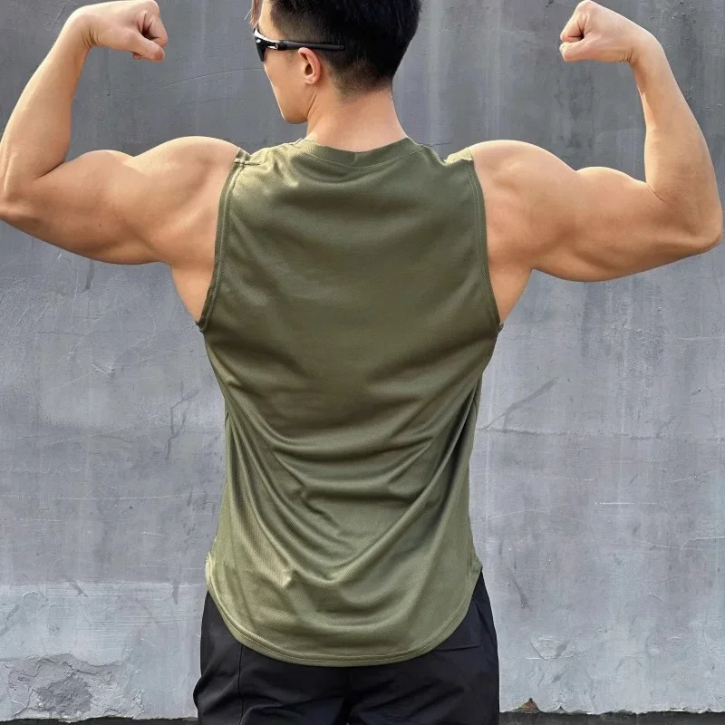 summer Sleeveless vest outdoor sport tank top running fitness undershirt quick drying round neck gym T-shirt men Breathable tops image 2