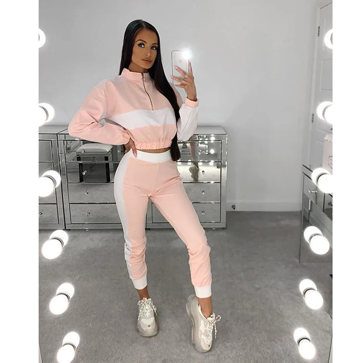 مجموعة غير رسمية لخريف وشتاء 2025 بأكمام طويلة ونمط كتلة الألوان 20801 #6