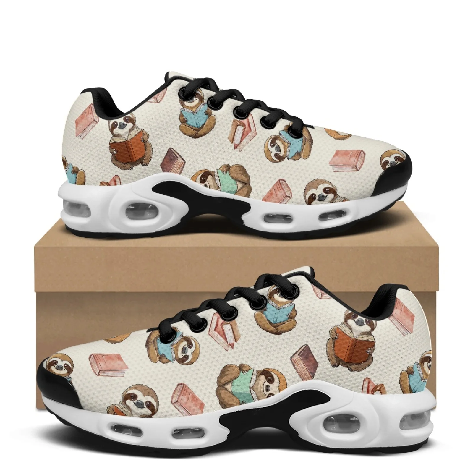 PENSTROLL Sloth Reading Joy Modern Tennis Sneakers Tennis Shoes for Men Breathable Fashion Sneakers