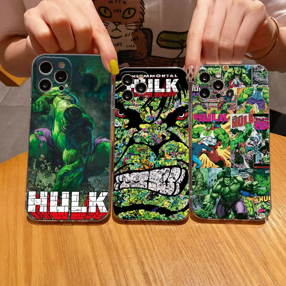 Marvel Hulk The Green Giant Clear Phone Case For iPhone 15 14 11 12 13 Pro Max Mini X XS XR 8 7 Plus Cover Soft Transparent Case