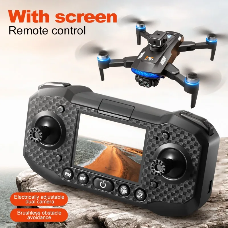 New M6 Drone 8K HD Dual Camera Brushless Aerial Photography with Screen Remote Control Obstacle Avoidance Folding RC Airplane