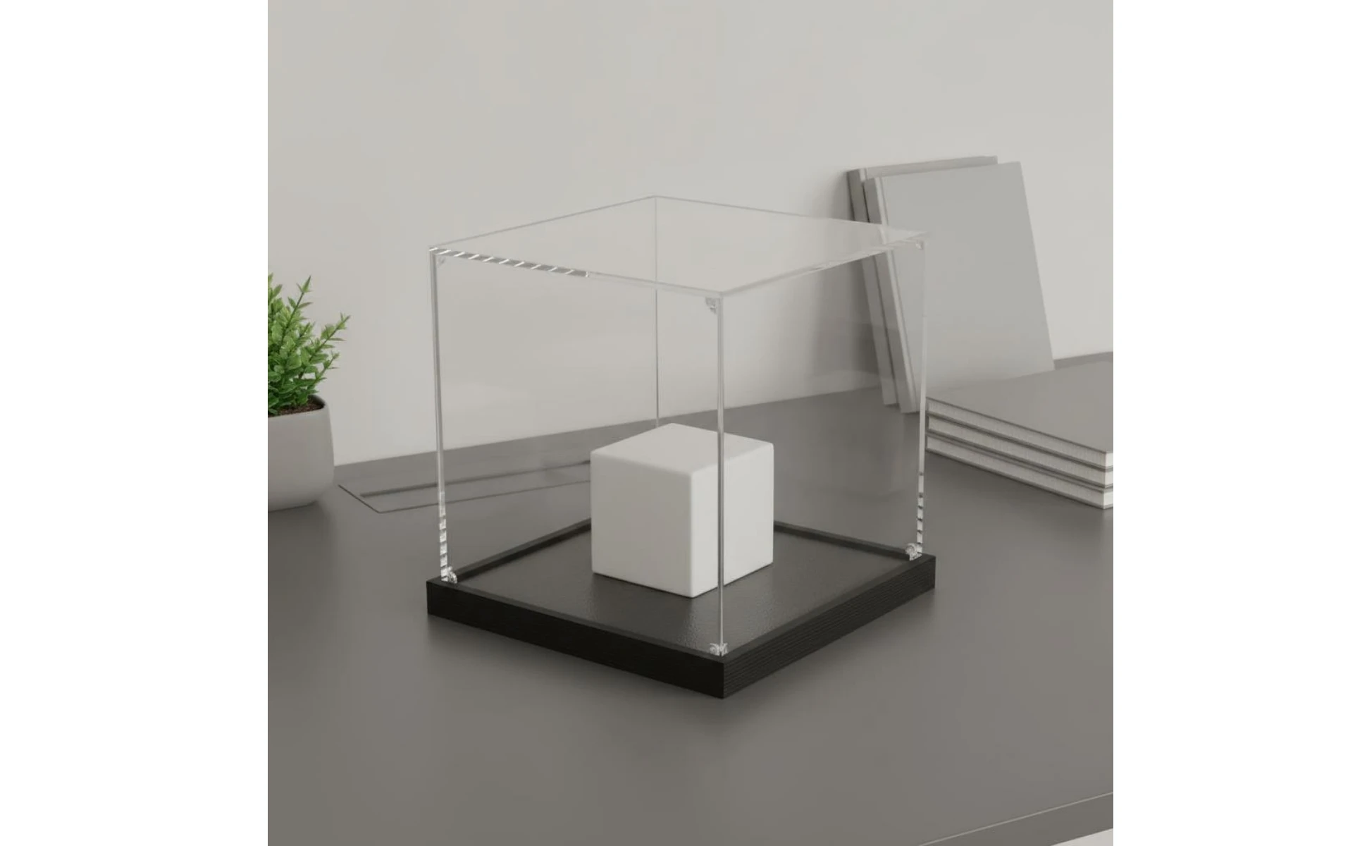 Acrylic Display Box Sturdy Construction Clear Collectible Container Figurine Display Stand Glue-No-Cost Assembly Household