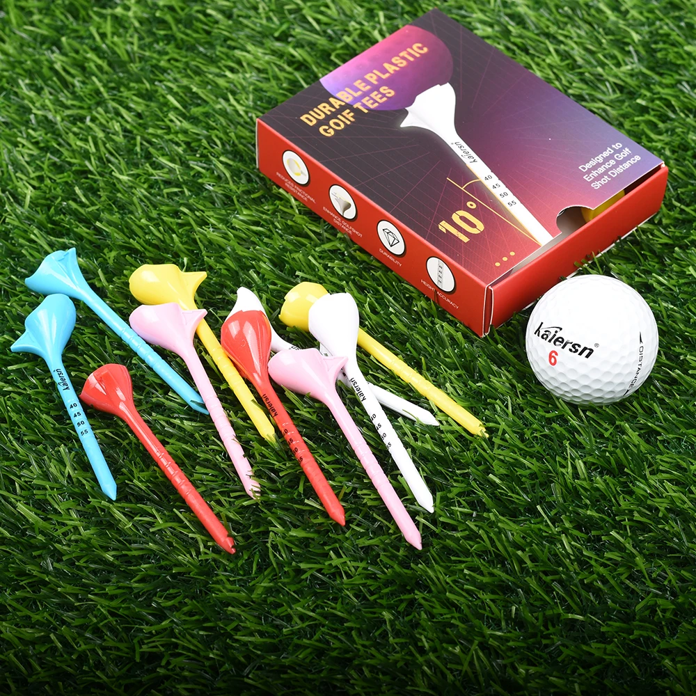 Kaiersn 10Pcs Golf Tees 10° Diagonal Insert Golf Ball Holder Designed To Enhance Golf Shot Distance Golf Plastic Tee