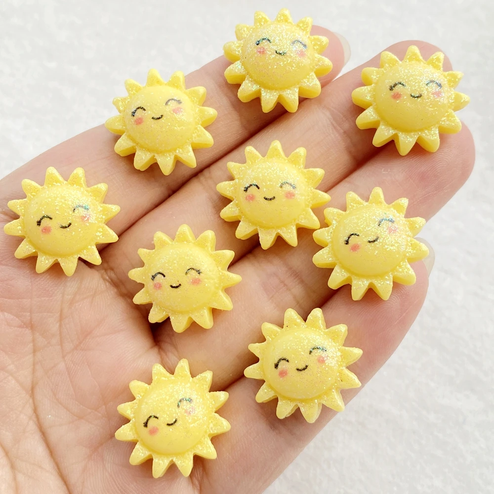 12PCS Resin Cute cartoon sunflower Figurines Flat back Stone DIY Wedding Jewelry Decor Scrapbooks Accessories Crafts
