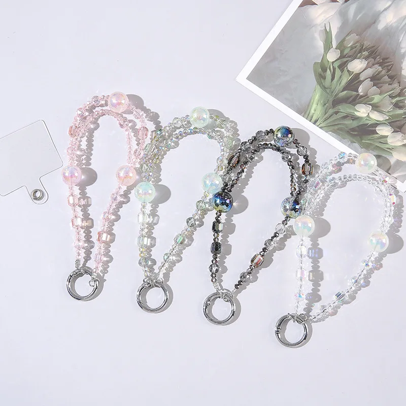 

Starry Sky Crystal Beaded Phone Chain, Handmade Luxury Wrist Strap, Anti-Lost Keychain Lanyard for Women