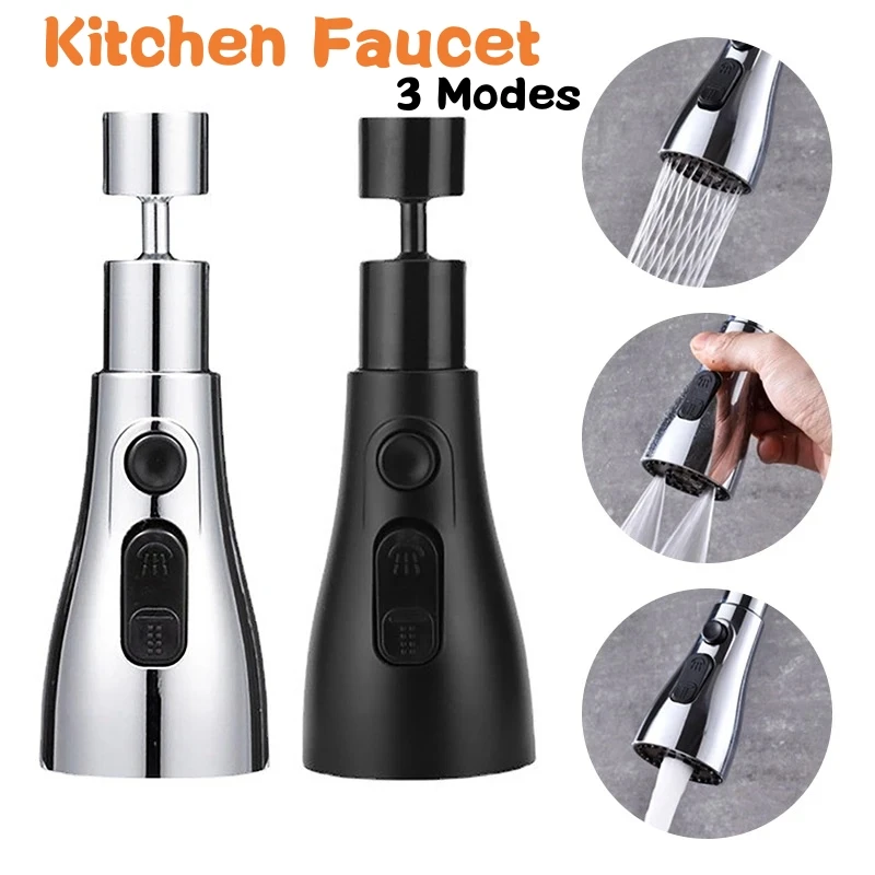 Kitchen Faucet Aerator 3 Modes Splash-Proof Bubbler Replaceable Water Tap Sink Mixer Tap Sprayer Head Filtered Water Tap