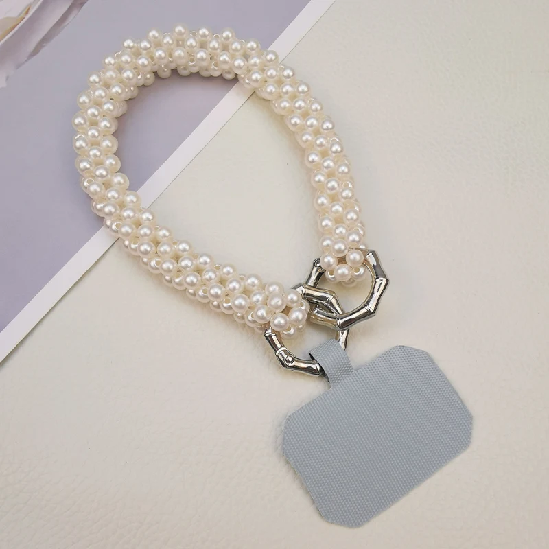 Mobile Phone Lange High-end Light Luxury Wrist White Pearl Small Round Beaded Beaded Chain Exquisite Pendant Mobile Phone Case