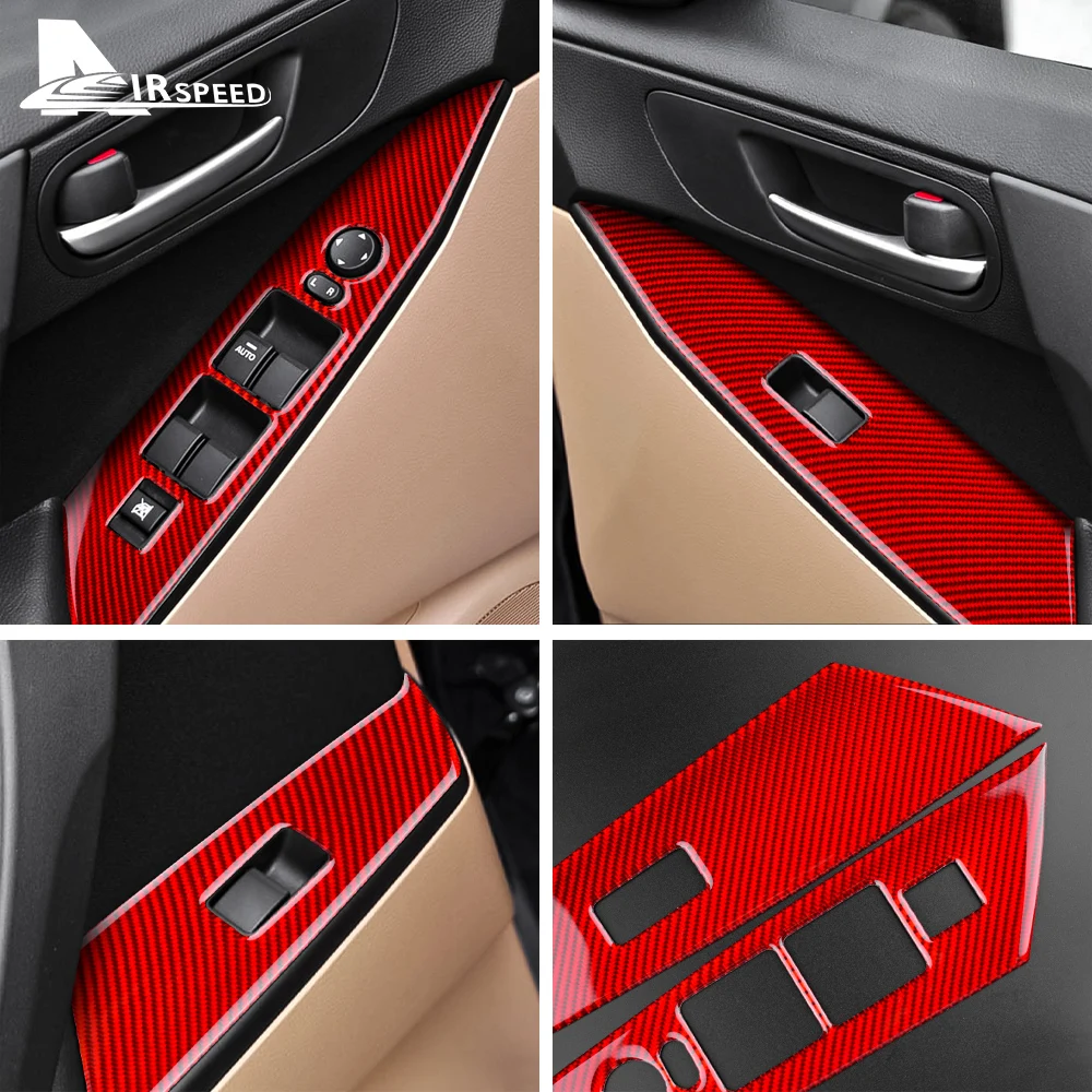 Real Soft Carbon Fiber for Mazda 3 2010 2011 2012 2013 Accessories Car Door Window Lifter Switch Button Panel Cover Sticker Trim