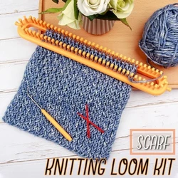 Dikdörtgen örgü tezgah kiti ile tığ Hooks dokuma eşarp kazak şapka şal dikiş örgü makinesi DIY el yapımı