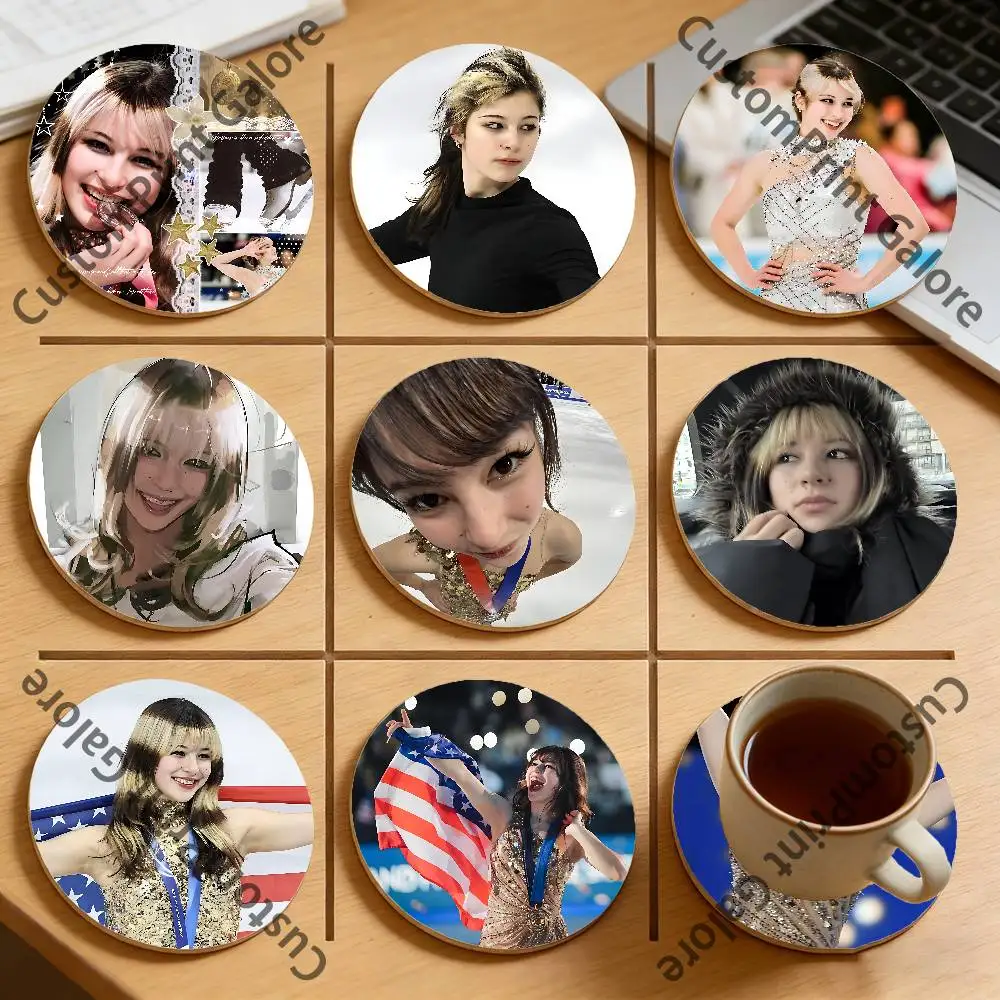 

A-Alysa L-Liu Round Pine Coasters Durable Reusable Beautiful Home Decor Non-Slip Water-Resistant