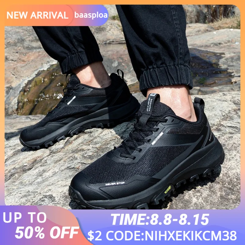 

Bassploa Men Hiking Shoes Mesh Breathable Outdoor Sneakers Male Lightweight Casual Shoes Non-Slip Wear Resistant Outdoor Tenis