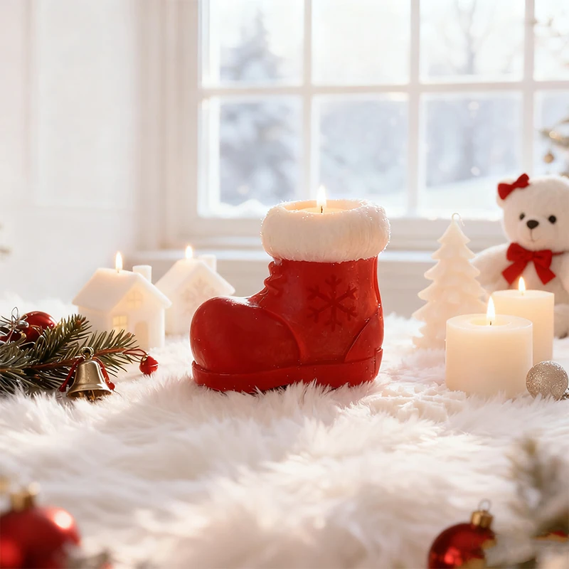

Silicone Mold Heat Food Grade Resistant Santa Boot Mold for DIY Candles Resin Art Soap Christmas Craft Easy Release Home Decor