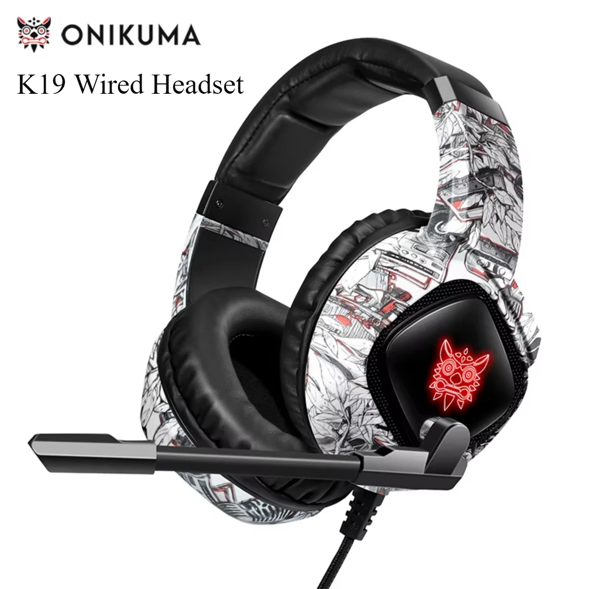 

ONIKUMA K19 Computer Headset HD Noise Cancelling Microphone RGB Lighting Effect for PS4 PS5 XBOX PC Professional Gamers Headsets