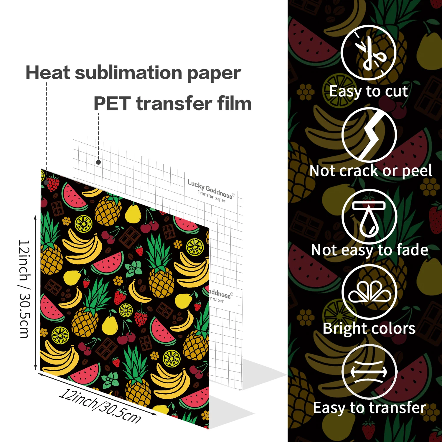 WOWOCUT Rainbow Infusible Paper 12"X12" Summer Style Sublimation Heat Transfer Vinyl Sheet Iron on T-Shirt Sublimation Paper